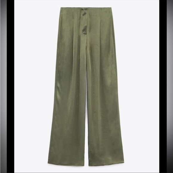 Zara Pants & Jumpsuits Zara Satin Effect Full Length Dart Pants